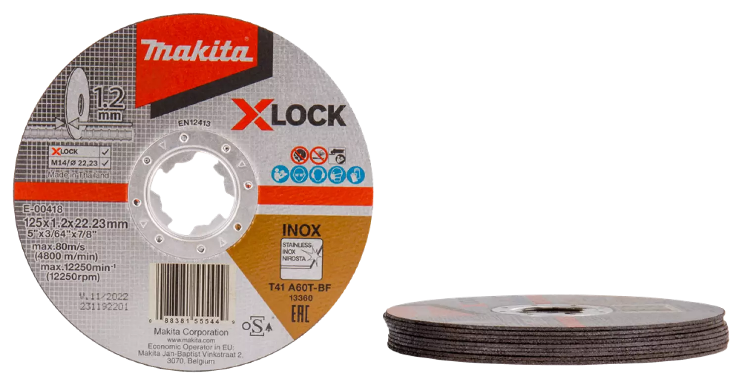 Makita E-00418 Doorslijpschijf X-Lock RVS - 125x22,23x1,2mm (10st)-image