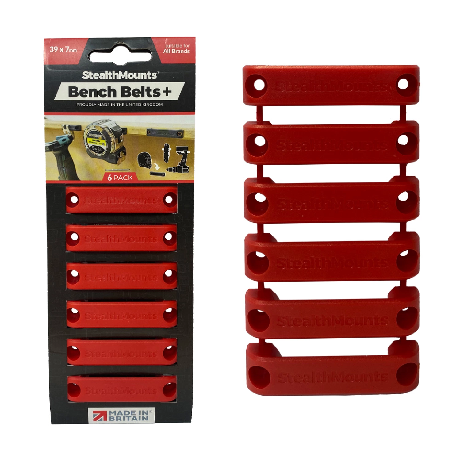 StealthMounts BB-PL-RED-6 Gereedschapshouder - Rood - 6 stuks-image