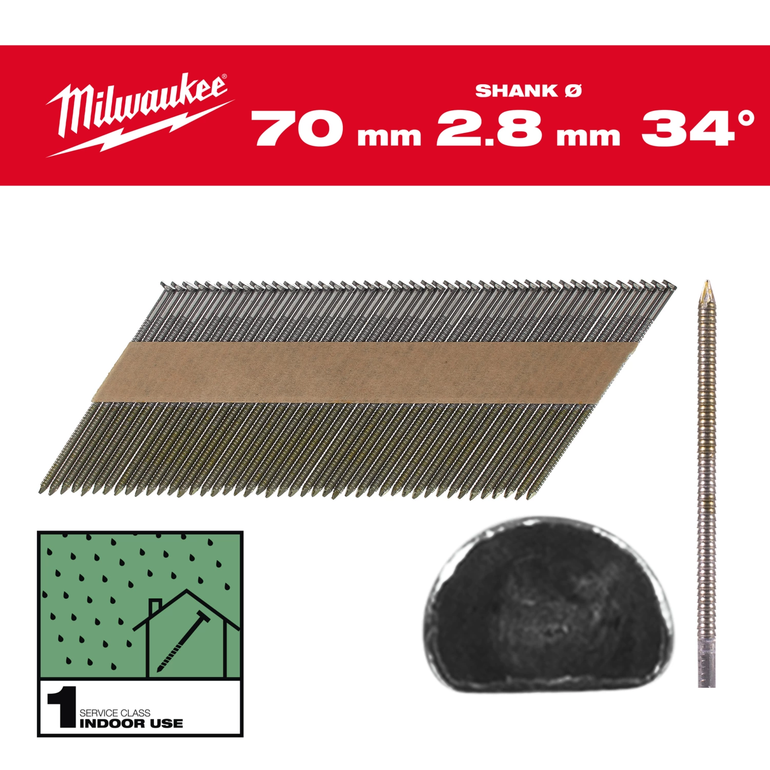 Milwaukee 4932492601 Clous à tête en D 34 70 mm/RS/B/SC1-2,2 kpc-image