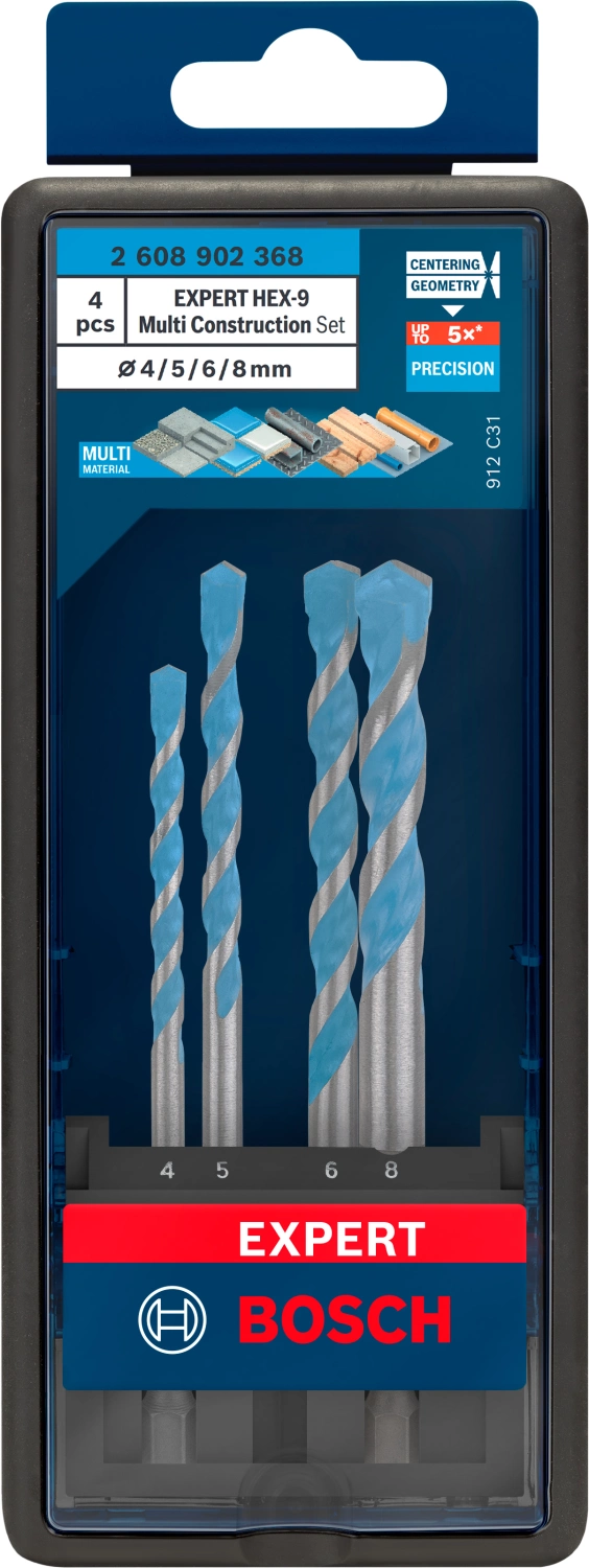 Bosch EXPERT 2608902368 4-delige HEX-9 MultiConstruction borenset - 4/5/6/8mm-image
