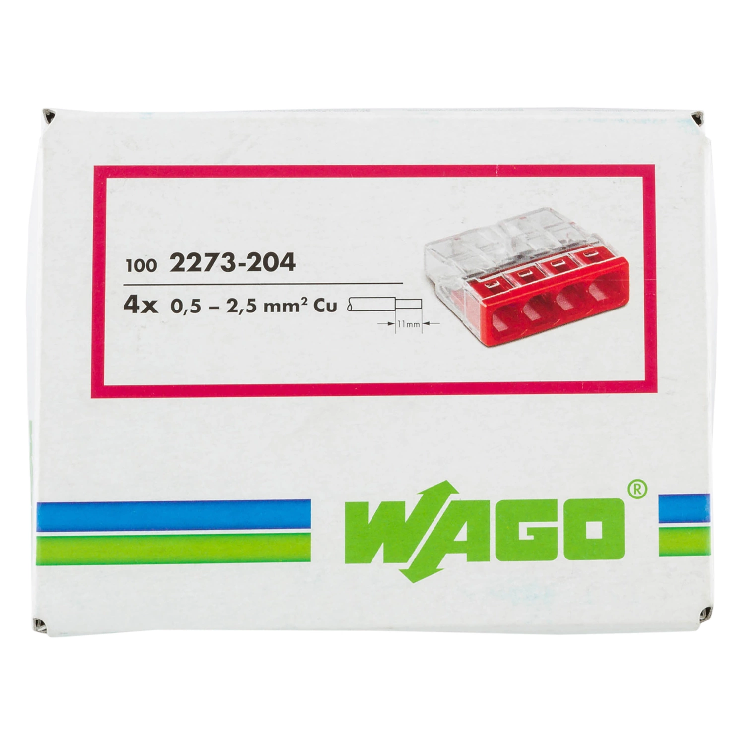 Wago 2273-204 Lasklem 4-polig - 4-gaats - 4 x 0.5 - 2.5mm² - Transparant-rood (100st)-image