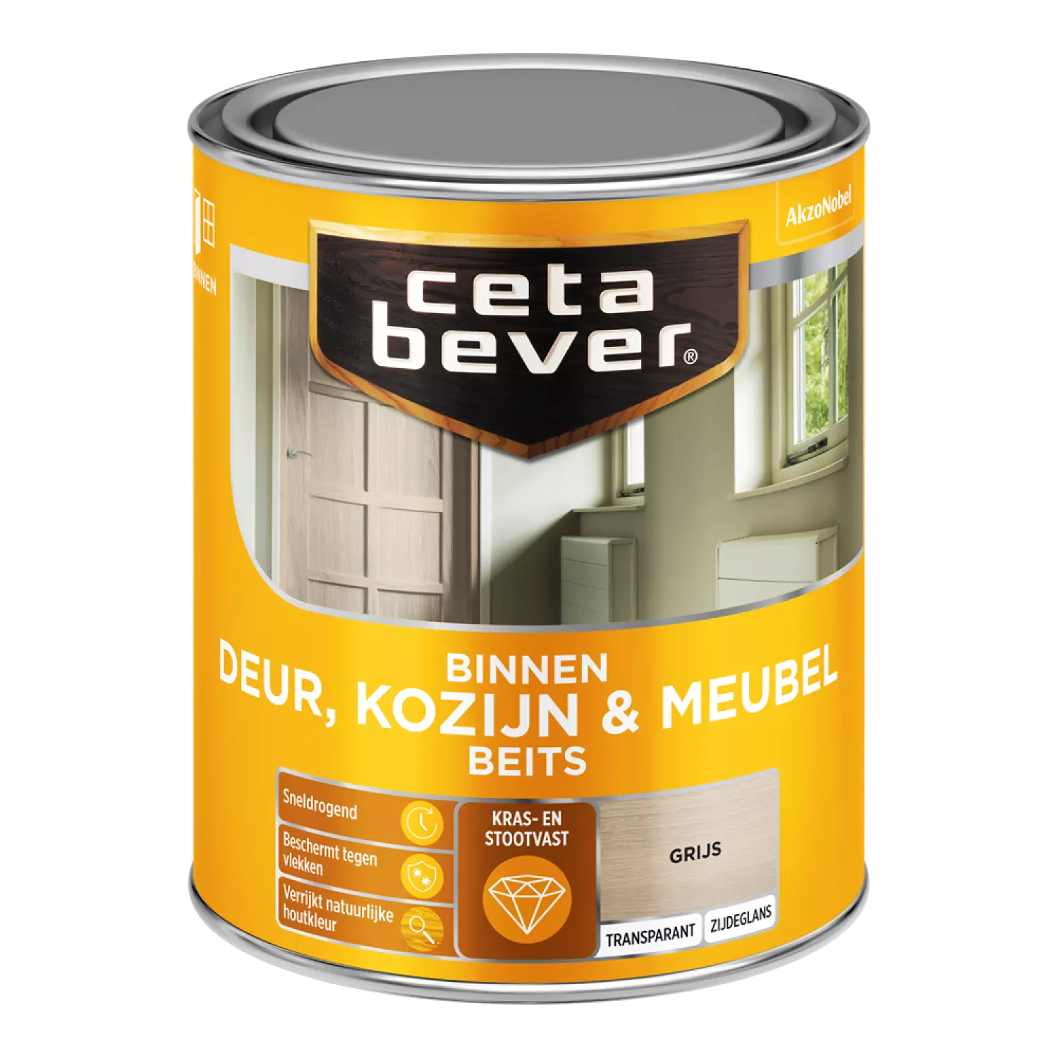 Cetabever Binnenbeits Deuren & Kozijnen Transparant Zijdeglans - Grijs - 750ml-image