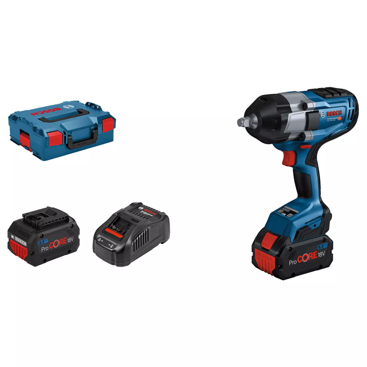 Bosch GDS 18V-1000 18V Li-Ion accu BiTurbo slagmoeraanzetter set (2x 8,0Ah) in L-Boxx - 1/2'' - koolborstelloos-image