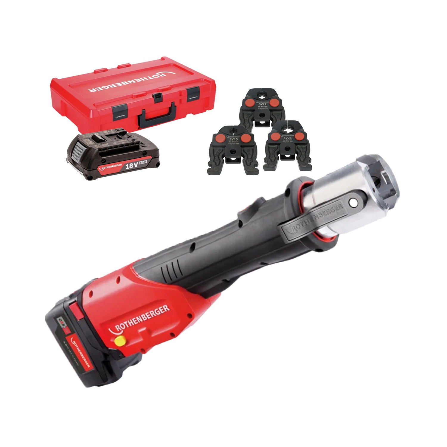 Rothenberger 1000001924 Romax 4000 18V accu perstang set (1x 4.0Ah accu + lader) incl. SV bekken - 15-22-28mm - CAS-image