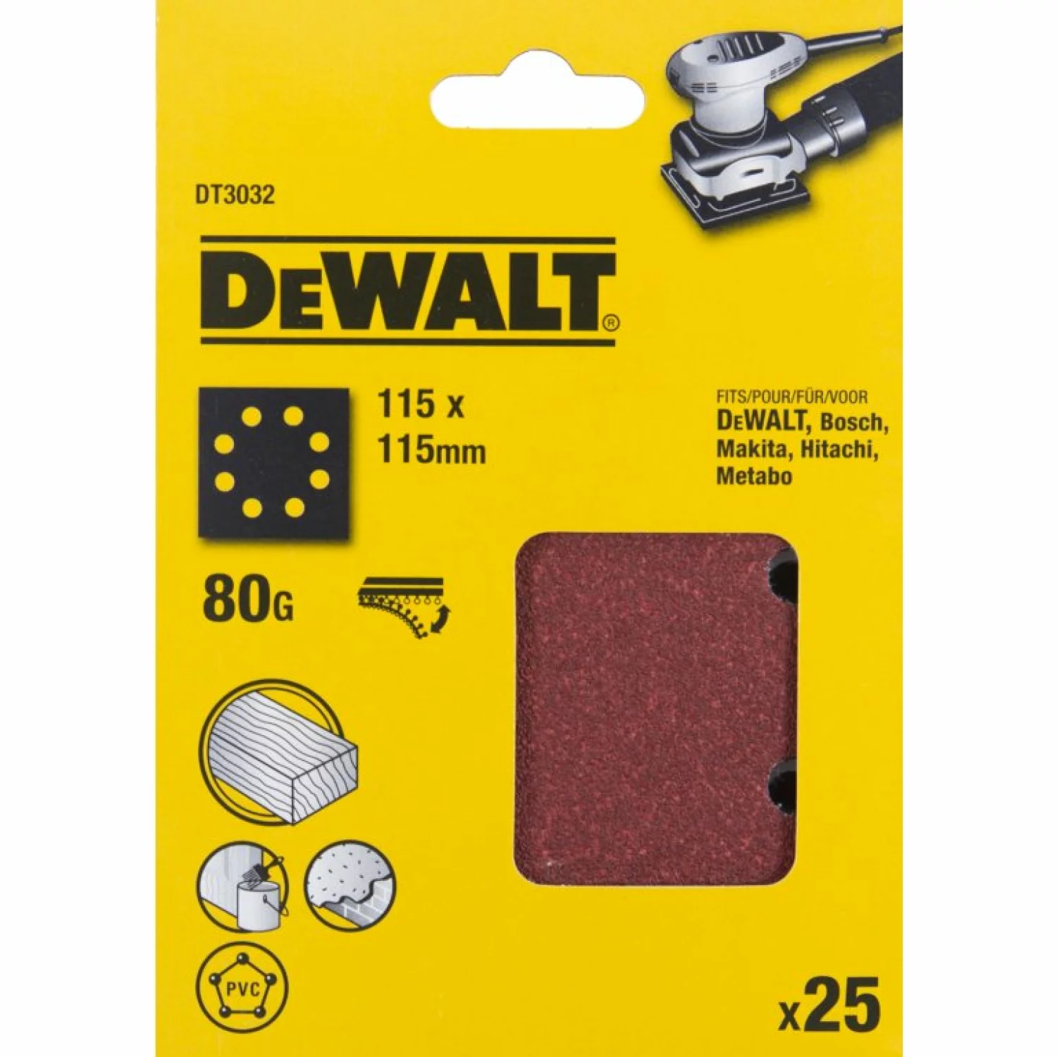 DeWALT DT3032 Sandel plat - K80 - 115 x 115 mm (25e)-image