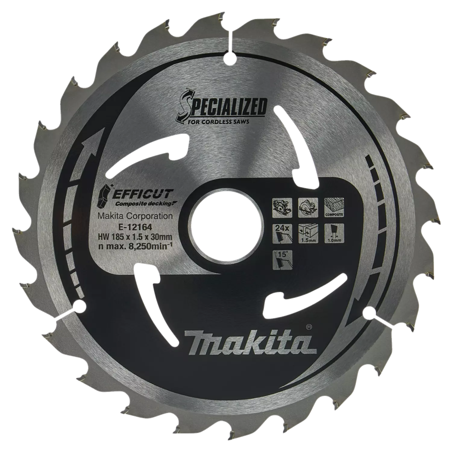 Makita E-12164 Efficut Lame de scie circulaire WPC - 185x30x1,5mm 24T-image