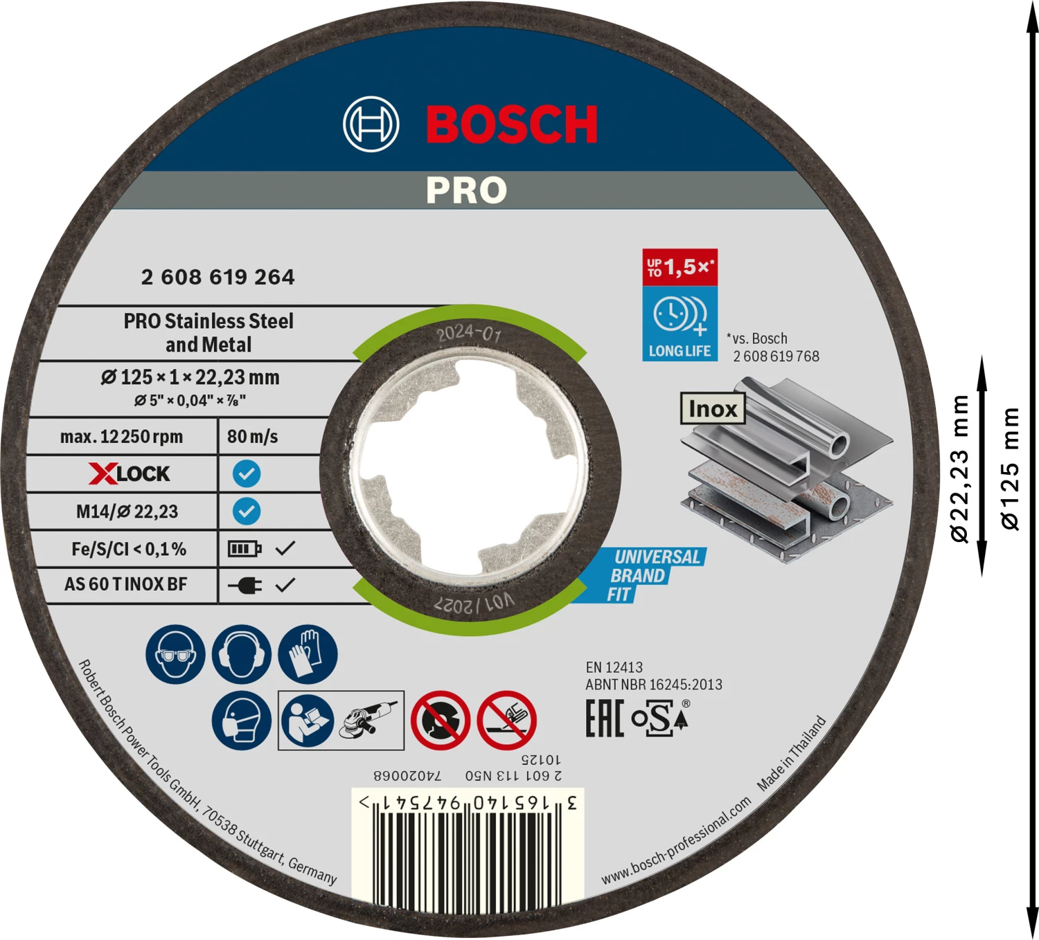 Bosch 2608619264 - X-LOCK Disque à tronçonner Expert forInox & Metal 125x1x22.23mm, plat-image
