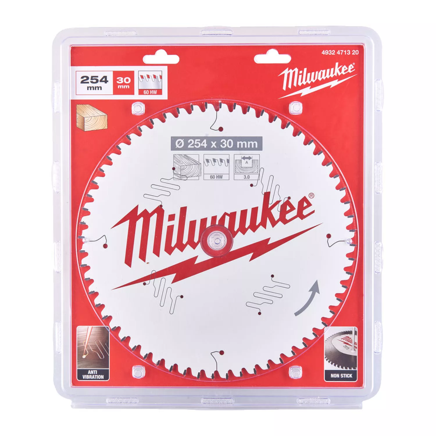 Milwaukee 4932471320 - Lames de scies circulaires pour scies à onglets - CSB MS W 254 x 30 x 3,0 x 60ATB neg.-image