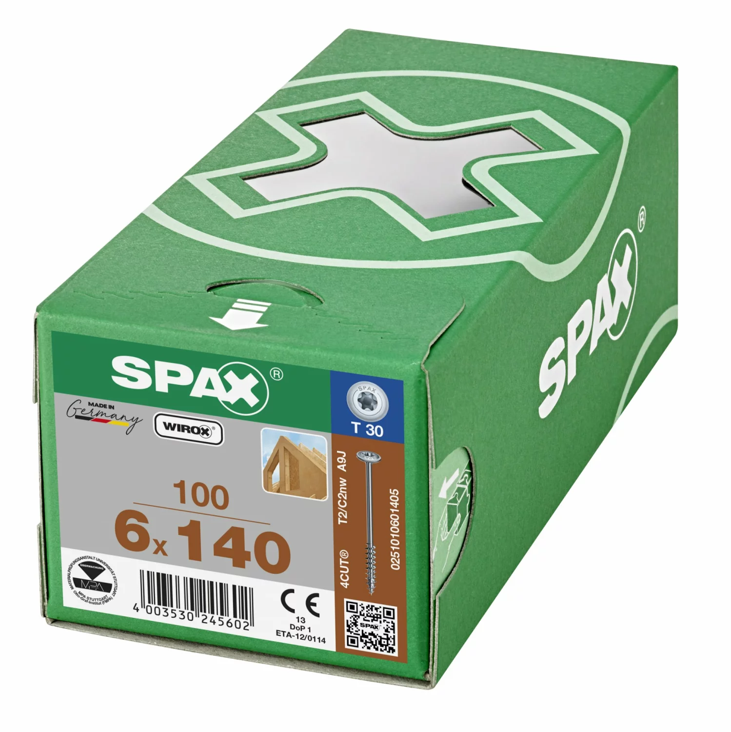 SPAX 251010601405 Hi-Force schroef, Discuskop, 6 x 140, Deeldraad, T-STAR plus TX30 - WIROX - 100 stuks-image