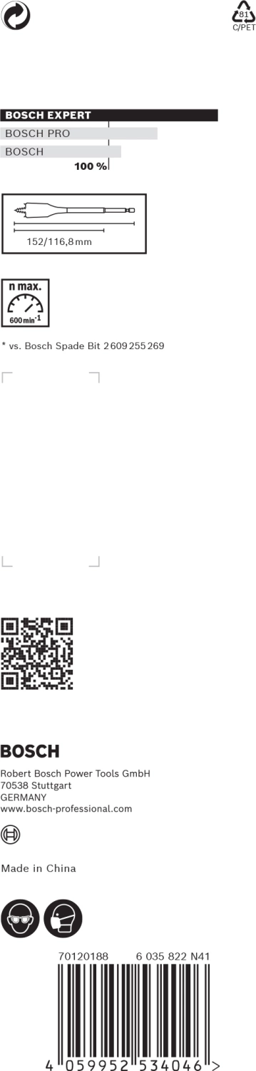 Bosch EXPERT 2608900330 - EXPERT Mèche plate Self Cut Speed, six pans 40 x 152 mm-image