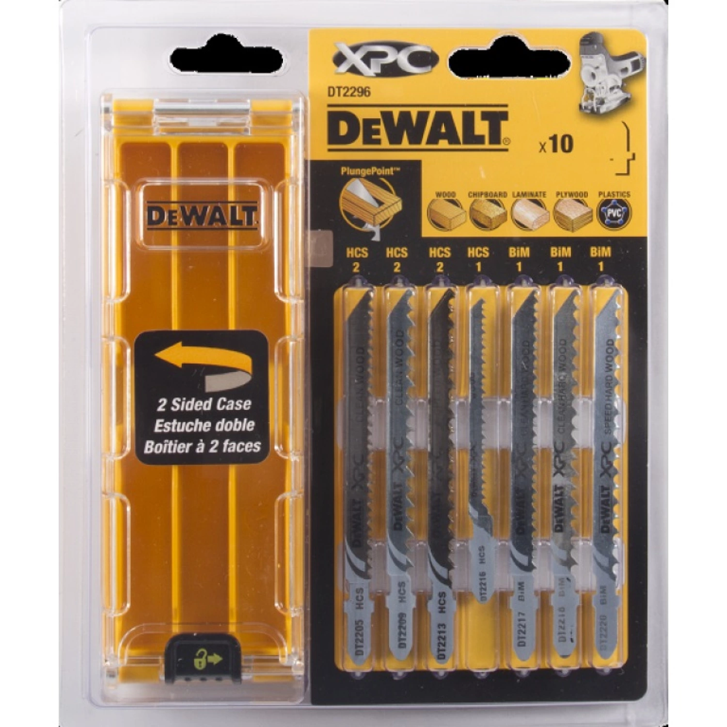 DeWALT DT2296 10 delig Decoupeerzaagblad set XPC in cassette - Hout / Kunststof / Laminaat-image