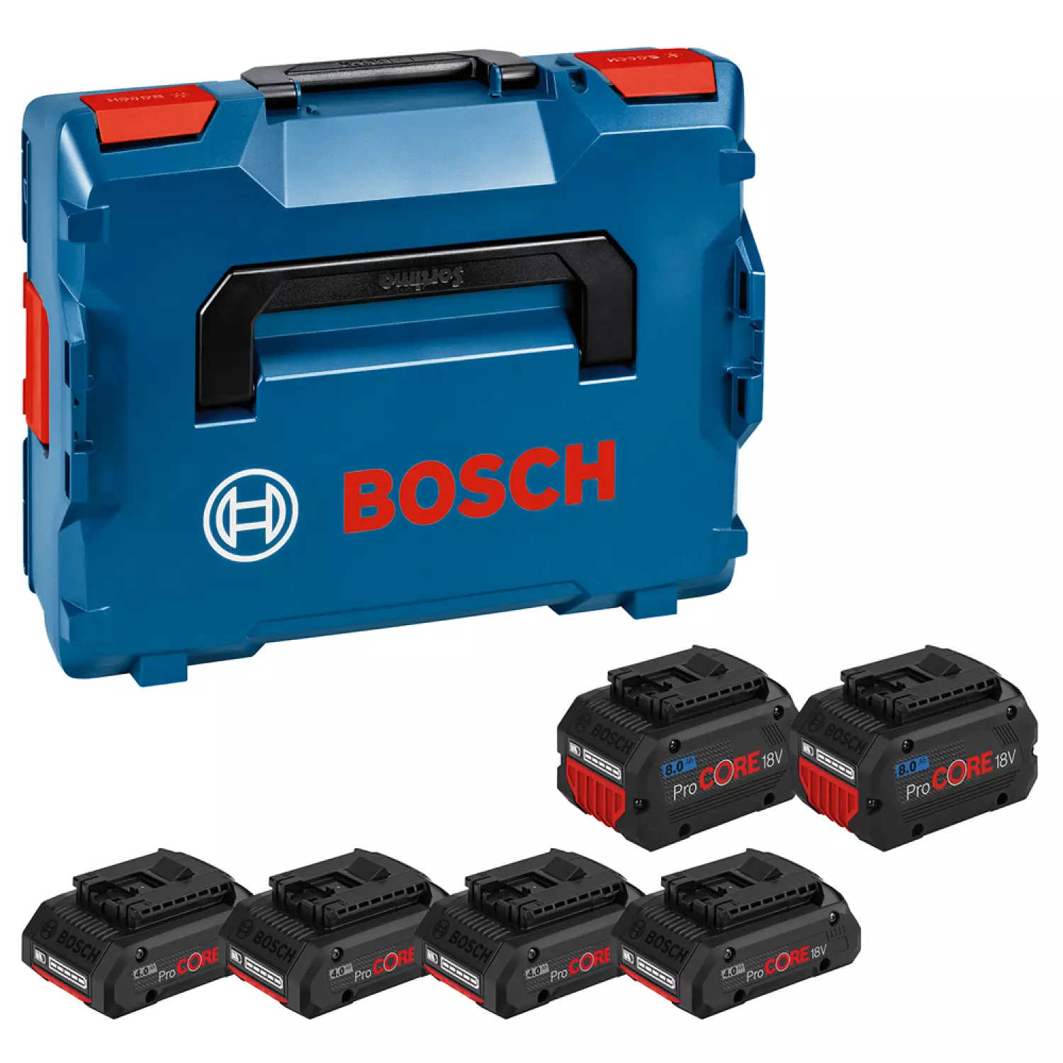 Bosch 1600A02A2T 6-delige 18V ProCore accu set (4x 4,0Ah en 2x 8,0Ah) in L-BOXX-image