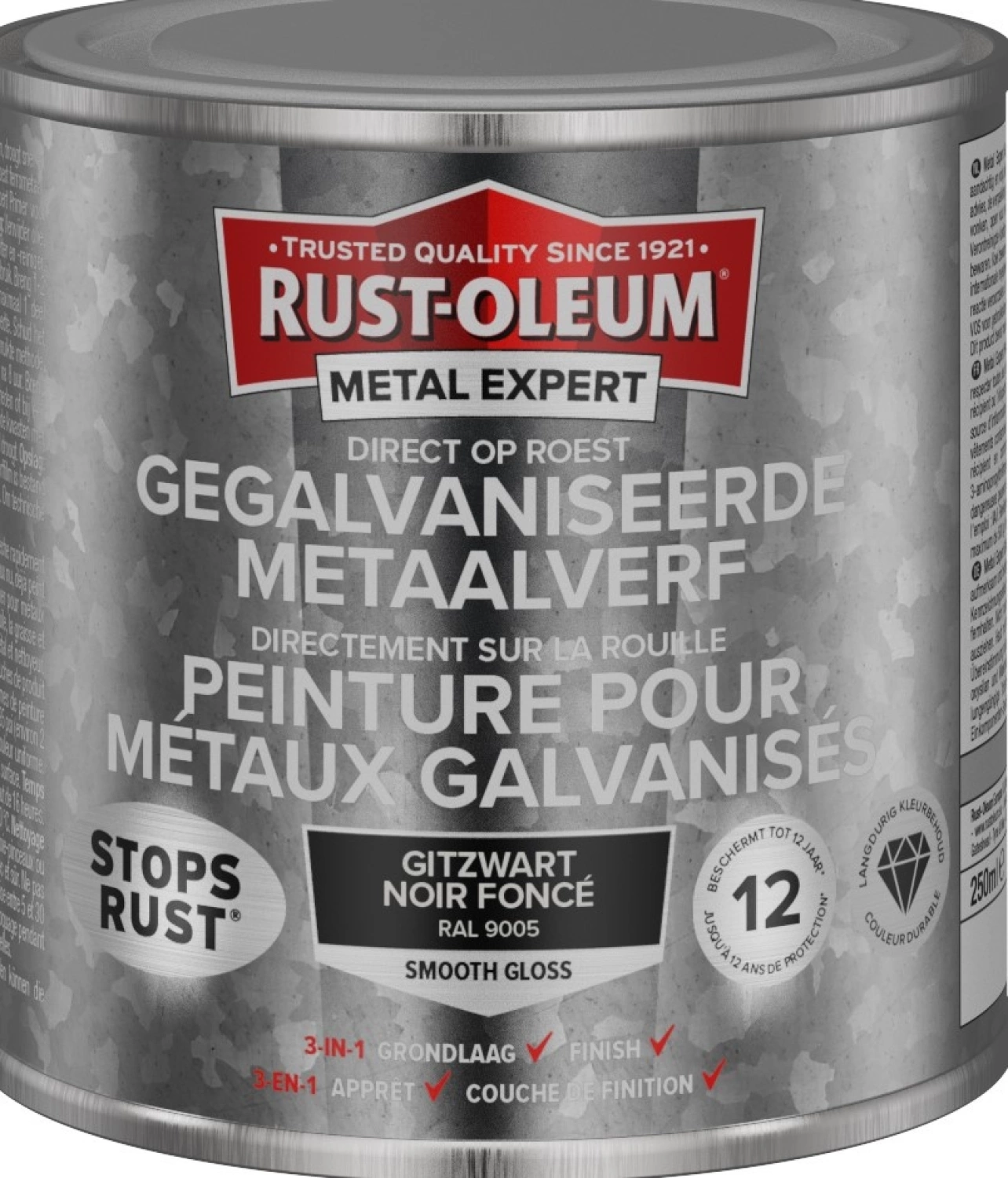 Rust-Oleum Gegalvaniseerde Metaalverf - RAL 9005 gitzwart - 0,25L-image