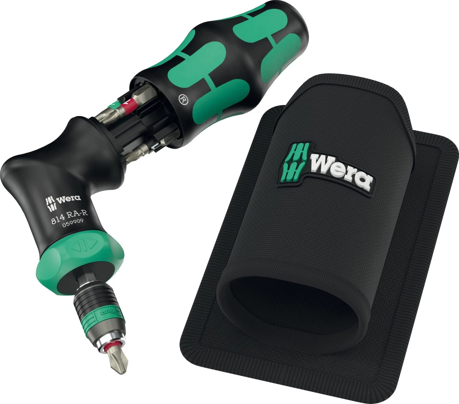 Wera 05051535001 7 pièces Kraftform Kompakt Pistol RA-R 1 tournevis à embouts interchangeables dans un étui - avec fonction cliquet-image