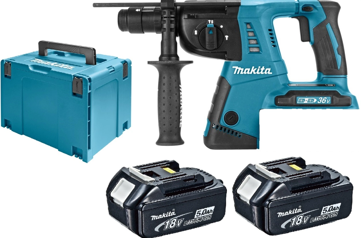 Makita DHR264RT2 Perforateur burineur sans-fil - 36V (2x 18V) Li-ion - SDS-Plus - Kit (2x 5,0 Ah) dans MAKPAC - 2,5 J-image