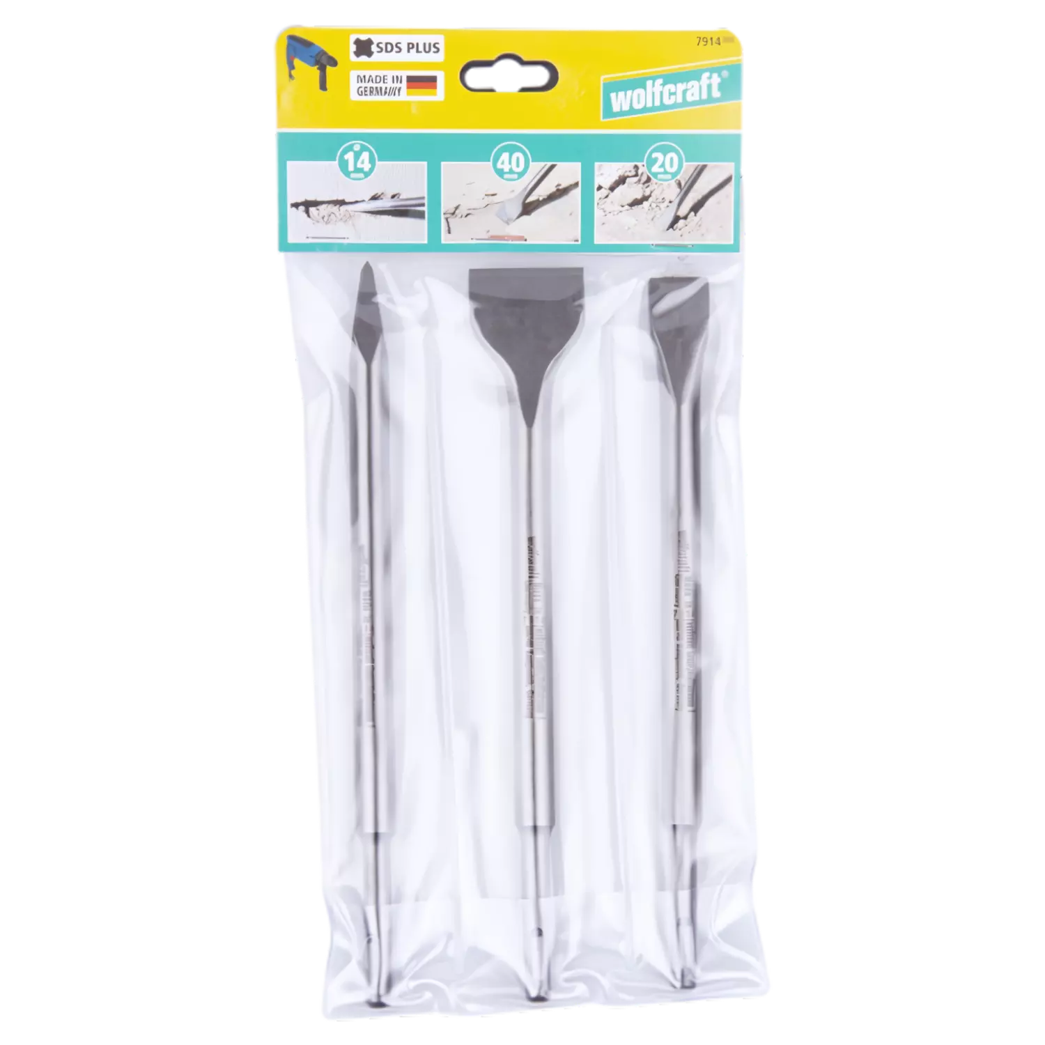 Wolfcraft 7914000 3-delige SDS-plus beitelset