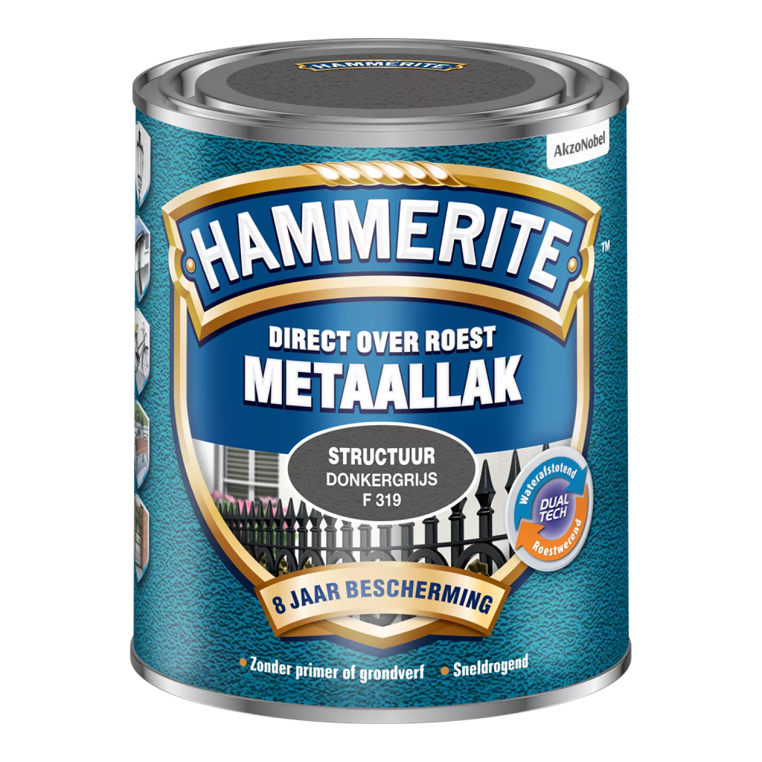 Hammerite Metaallak Structuur - Direct over roest - Donkergrijs - 0,75L-image