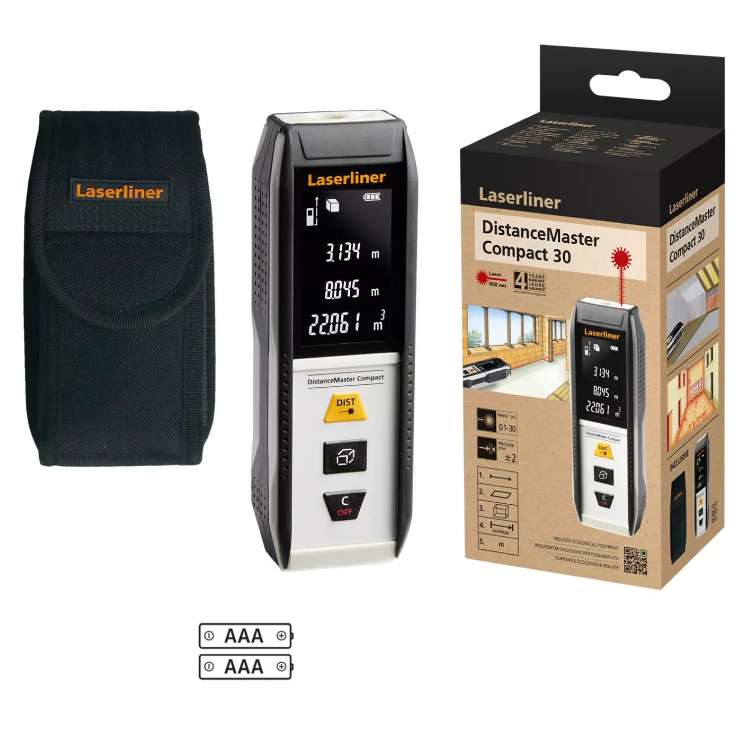 Laserliner DistanceMaster Compact 30 Afstandsmeter in tas - 30m - rood-image