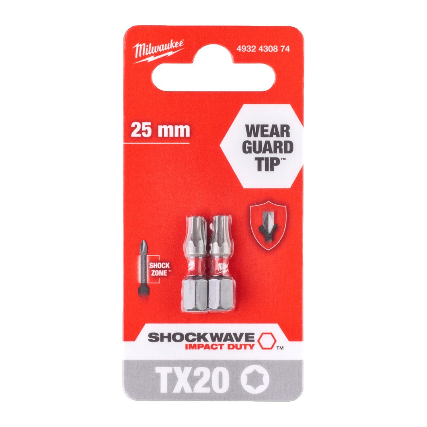 Milwaukee 4932352441 / 4932430874 Shockwave impact duty schroefbit TX 20 - 25mm (2st)-image