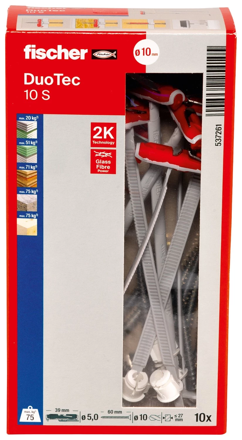 Fischer 537261 Hollewandplug DuoTec 10 S - 10 x 50 mm (10st)-image