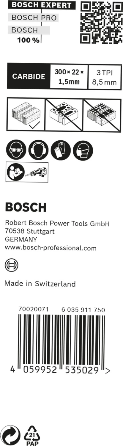 Bosch EXPERT 1241HM lame de scie sabre - 250 mm - béton (10 pièces)-image
