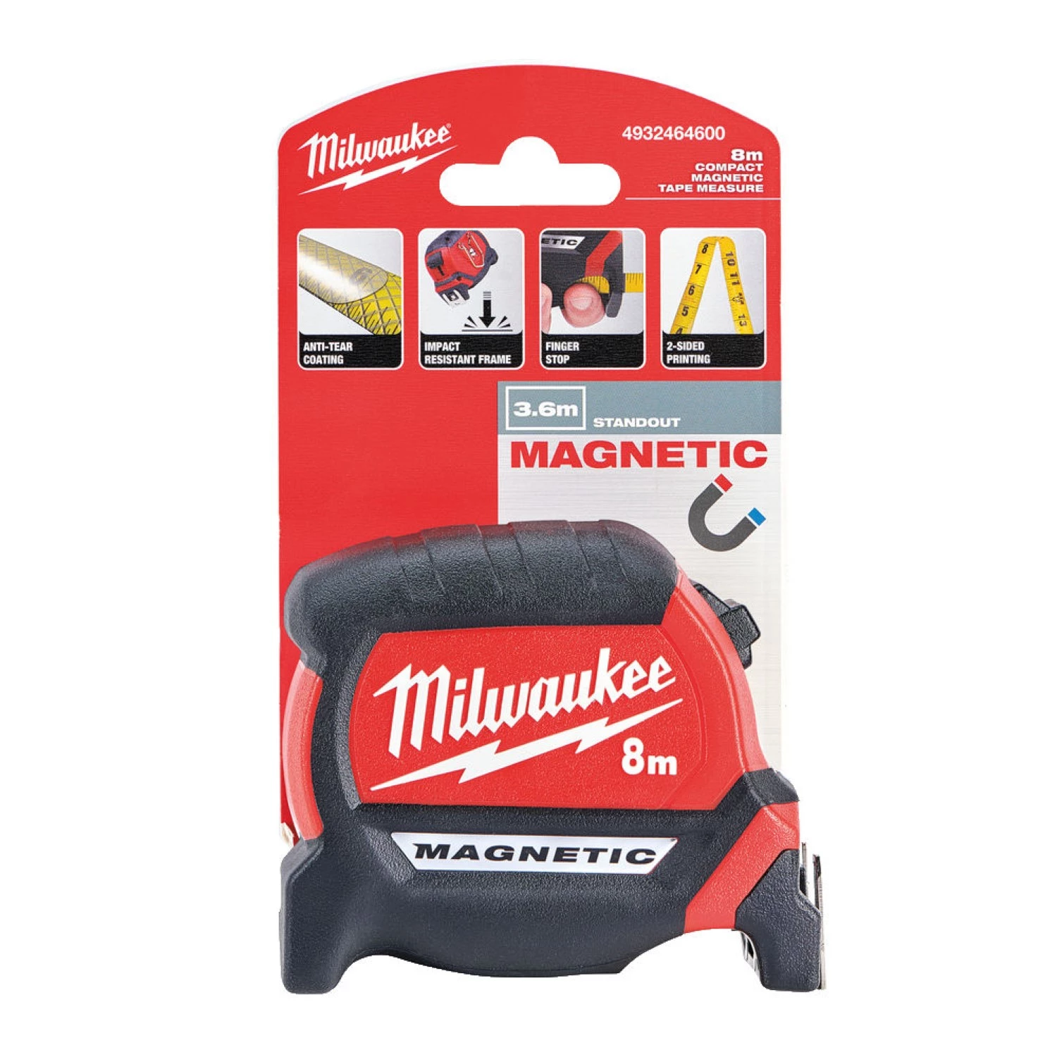 Milwaukee 4932464600 - Mètre à ruban Premium Magnétique Gen 3 - 8 m / 27 - 1pc-image