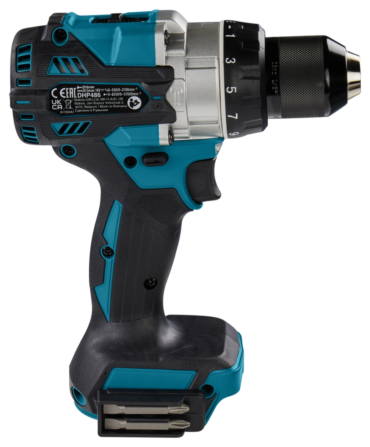 Makita DHP486Z - Perceuse visseuse à percussion sans fil Li-Ion 18V (machine seule) - 130 Nm - moteur brushless-image