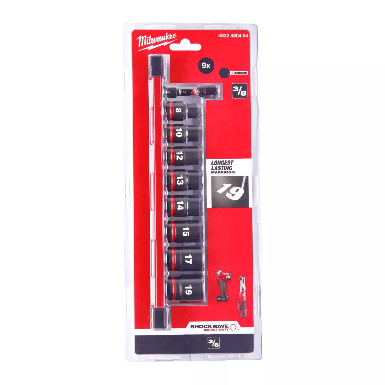 Milwaukee 4932480454 9-delige Shockwave impact duty doppenset - 3/8''-image
