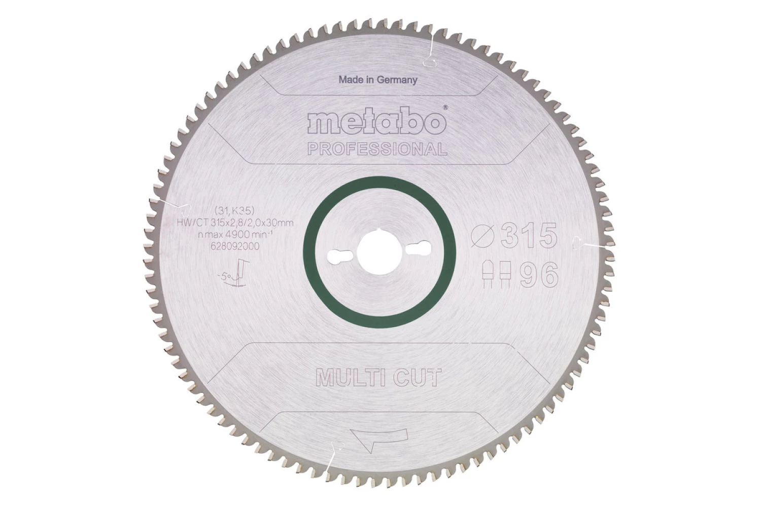 Metabo 628092000 Lame de scie circulaire HW/CT - 315 x 2,8 x 30mm - 96 FZ/TR - Bois / MDF-image