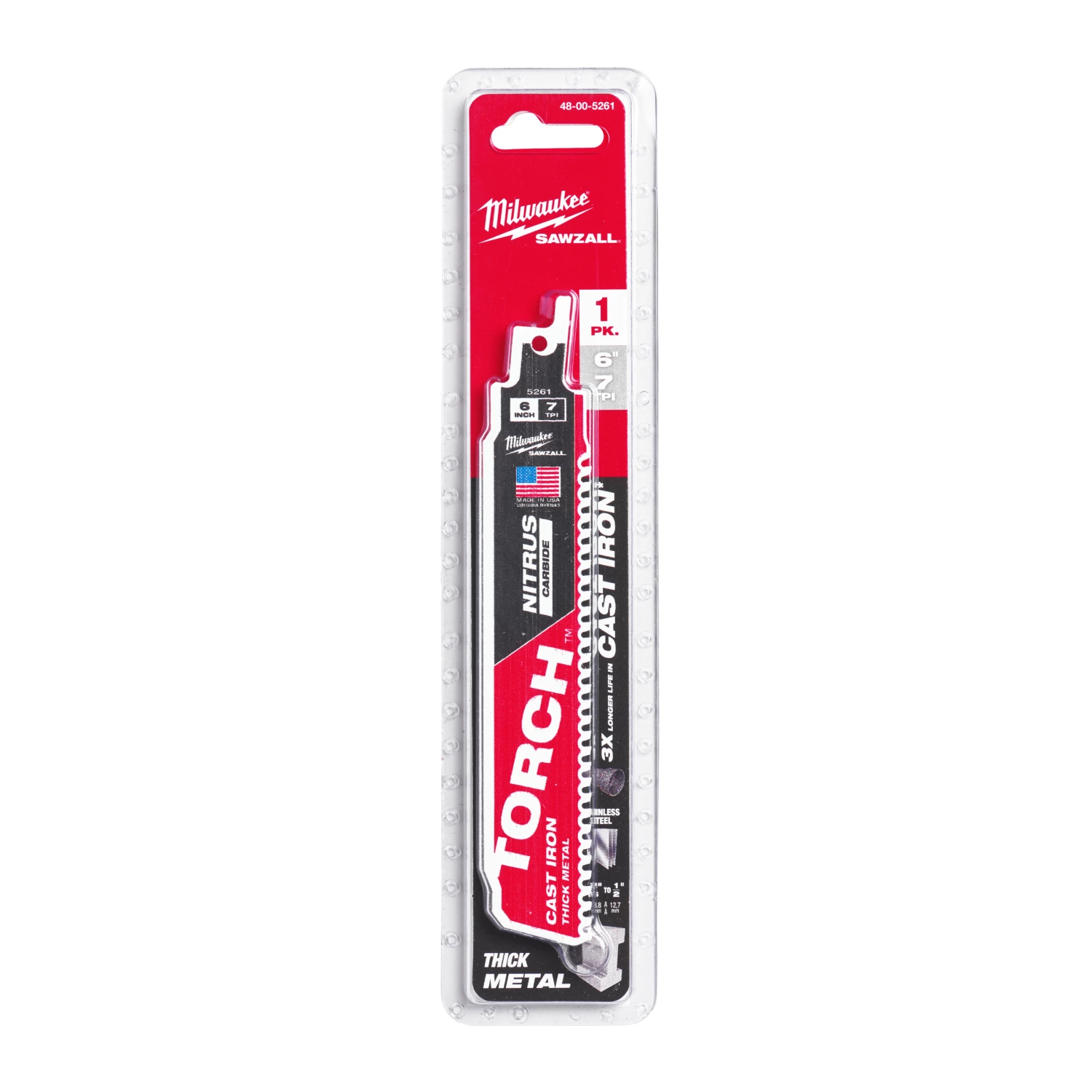 Milwaukee 48475261 Sawzall Reciprozaagblad TCT TORCH NITRUS - 150 x 8TPI - metaal-image