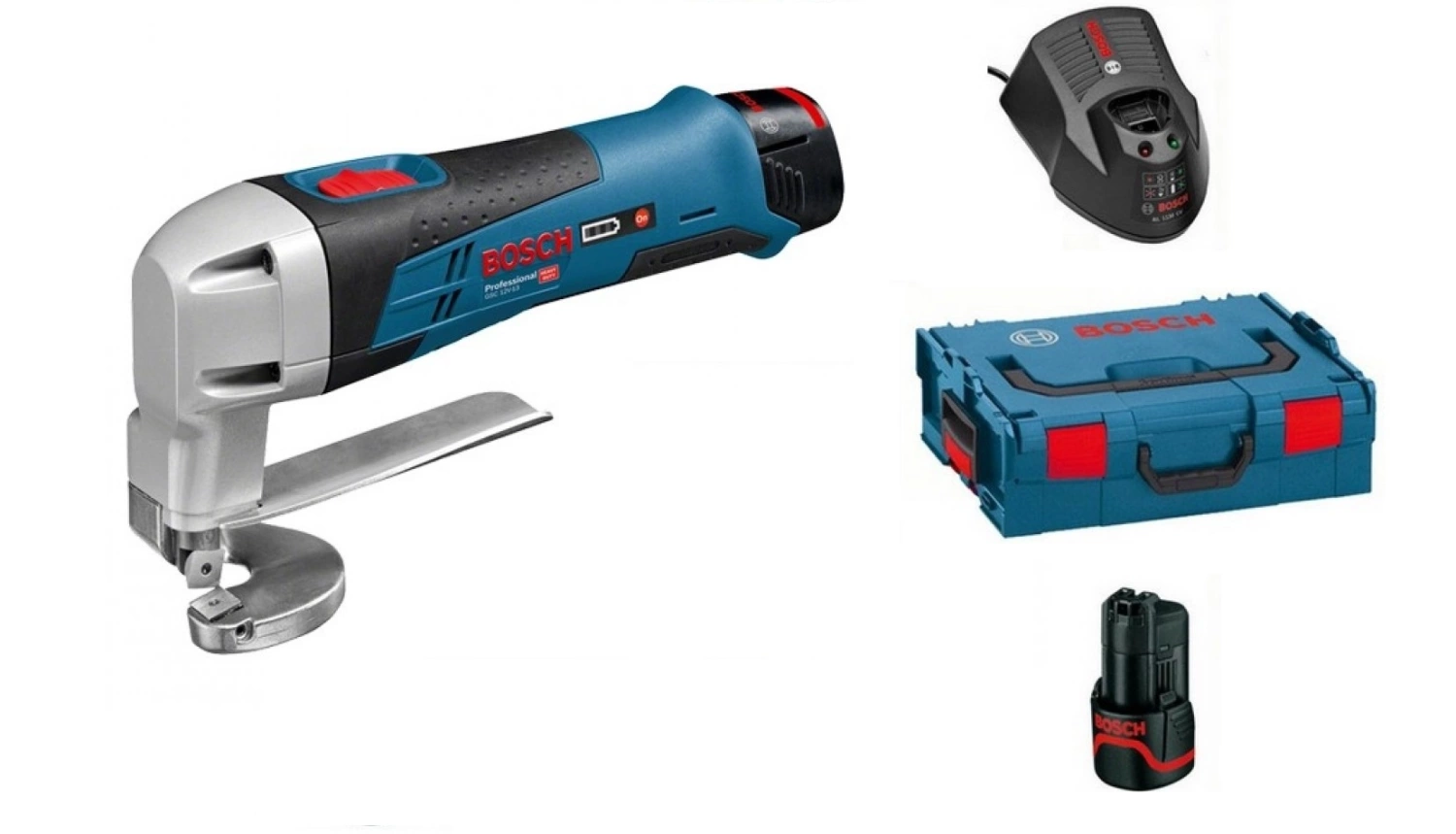 Bosch GSC 12V-13 12V Li-Ion accu plaatschaar set (2x 2.0Ah accu) in L-Boxx-image