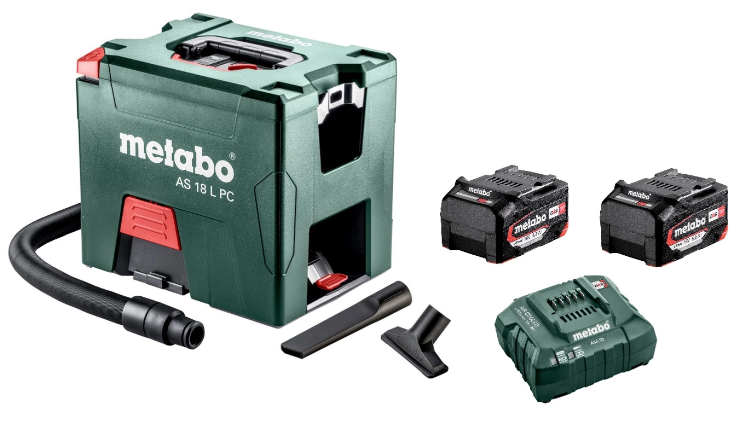 Metabo AS 18 L PC Li-Ion accu alleszuiger / bouwstofzuiger set (2x 5,2Ah Li-Power accu) - L-Klasse - 7,5L-image