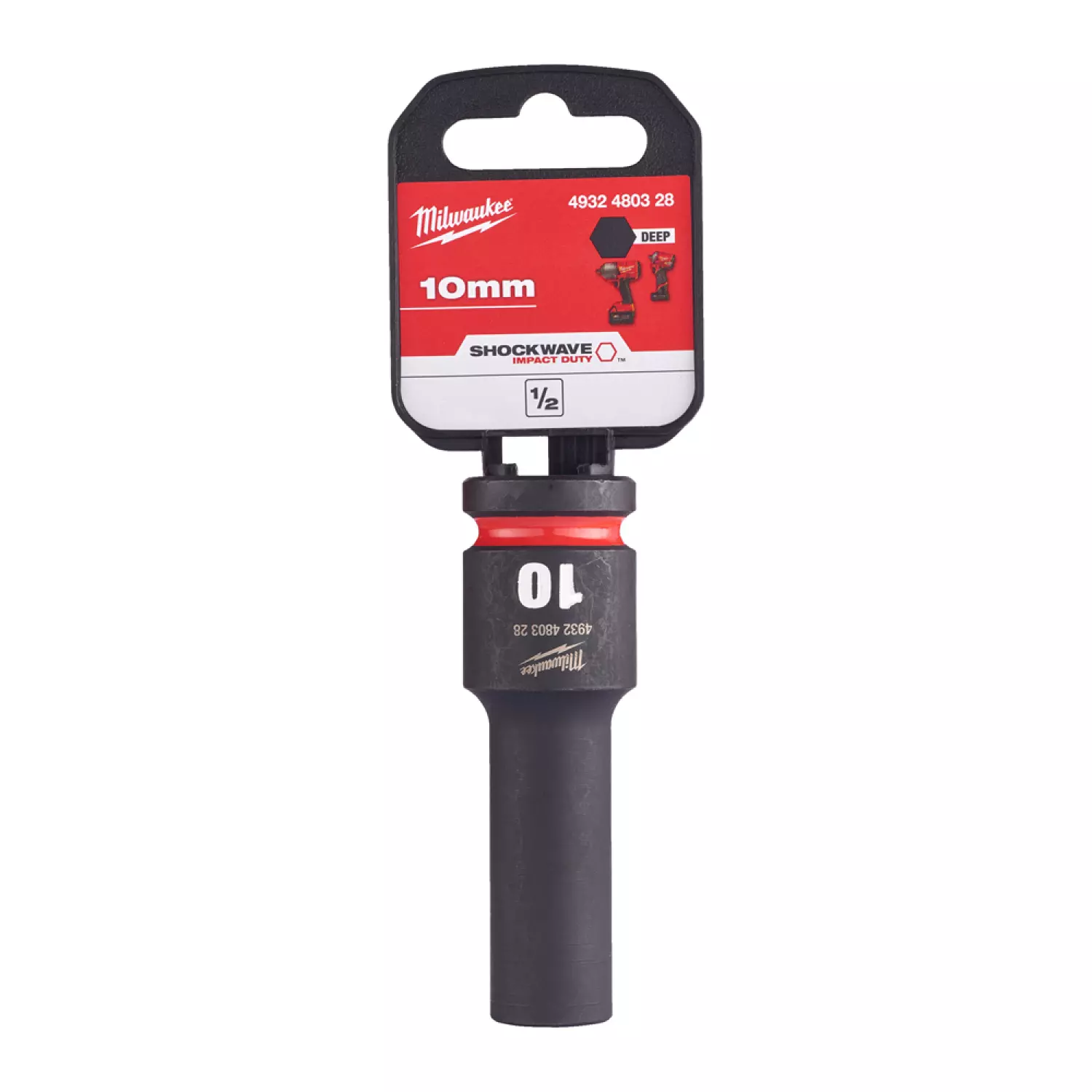 Milwaukee 4932480328 SHOCKWAVE lange krachtdop - 10 mm - 1/2"-image