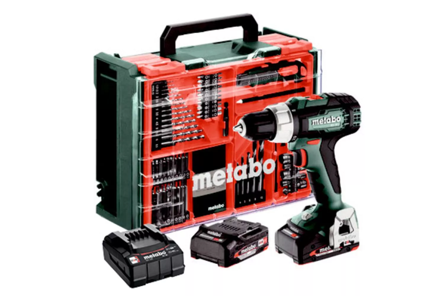 Metabo BS 18 L 18V Li-ion Atelier mobile perceuse-visseuse avec batterie (2x 2.0Ah batterie) dans une mallette incl. set d'accessoires de 74 pièces-image