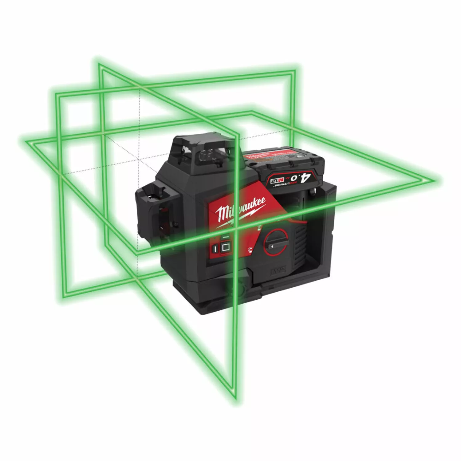 Milwaukee M12 3PL-0C 12V Li-Ion accu kruislijnlaser body in koffer - 3 lijnen - Groen - 38m-image