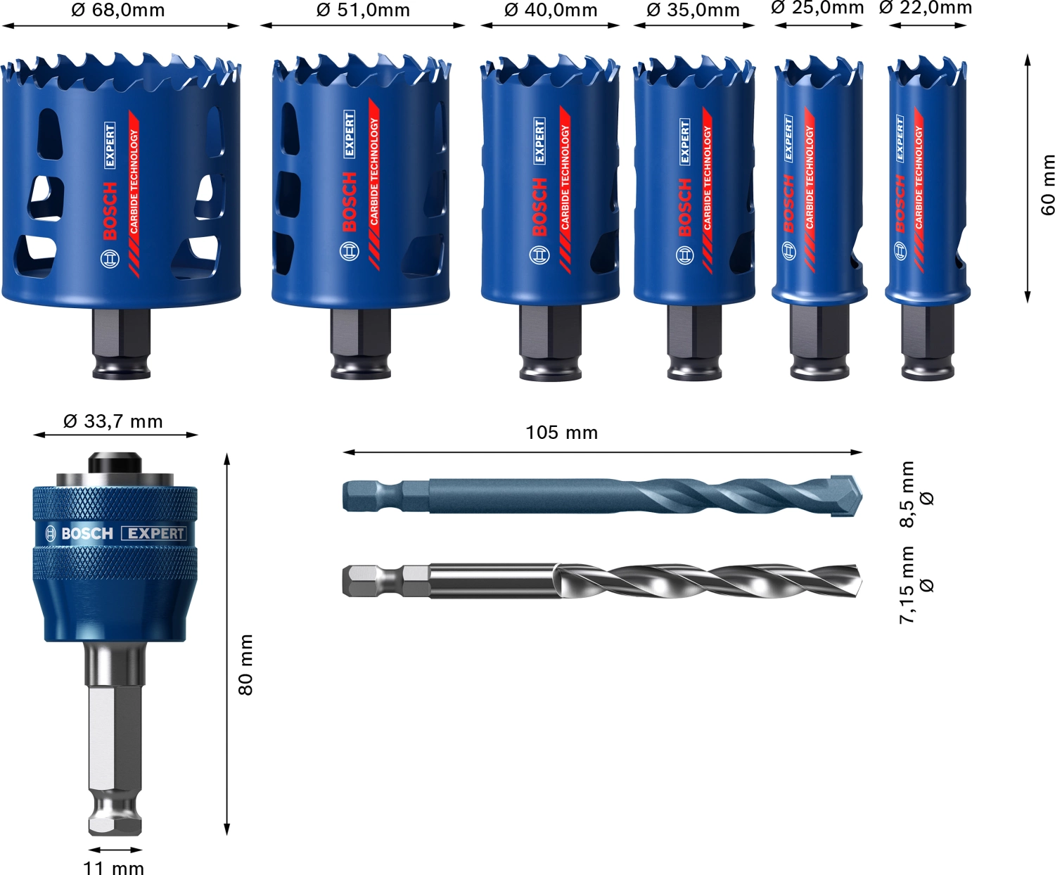 Bosch 2608900446 9-delige Gatzagenset - Expert Tough Material Universal - 22-68mm-image