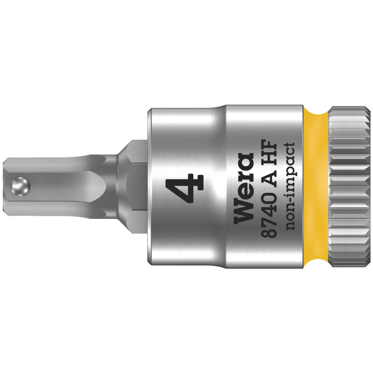 Wera 8740 A HF Douille-embout Zyklop pour vis à six pans creux, à emmanchement 1/4" avec fonction de retenue, 4 x 28 mm-image