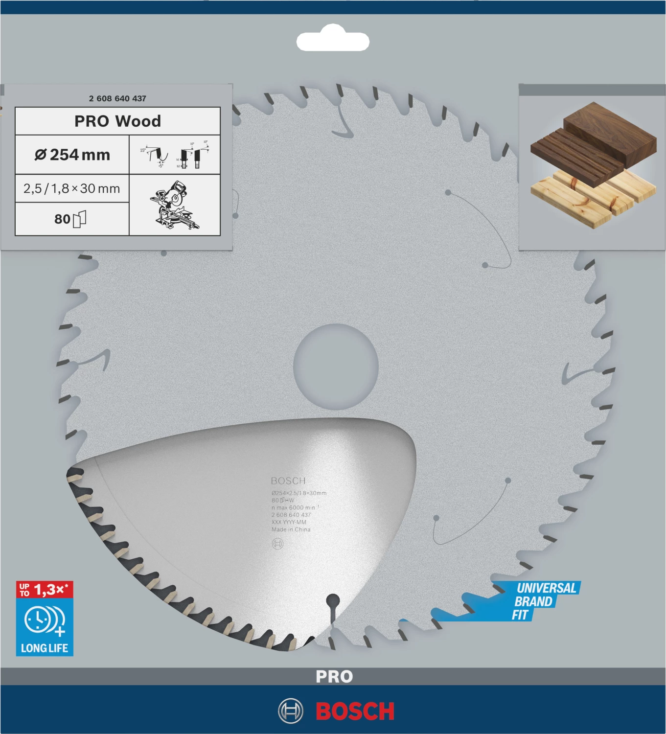 Bosch 2608640437 PRO afkortzaagblad voor Hout - 254 x 30 x 80T-image