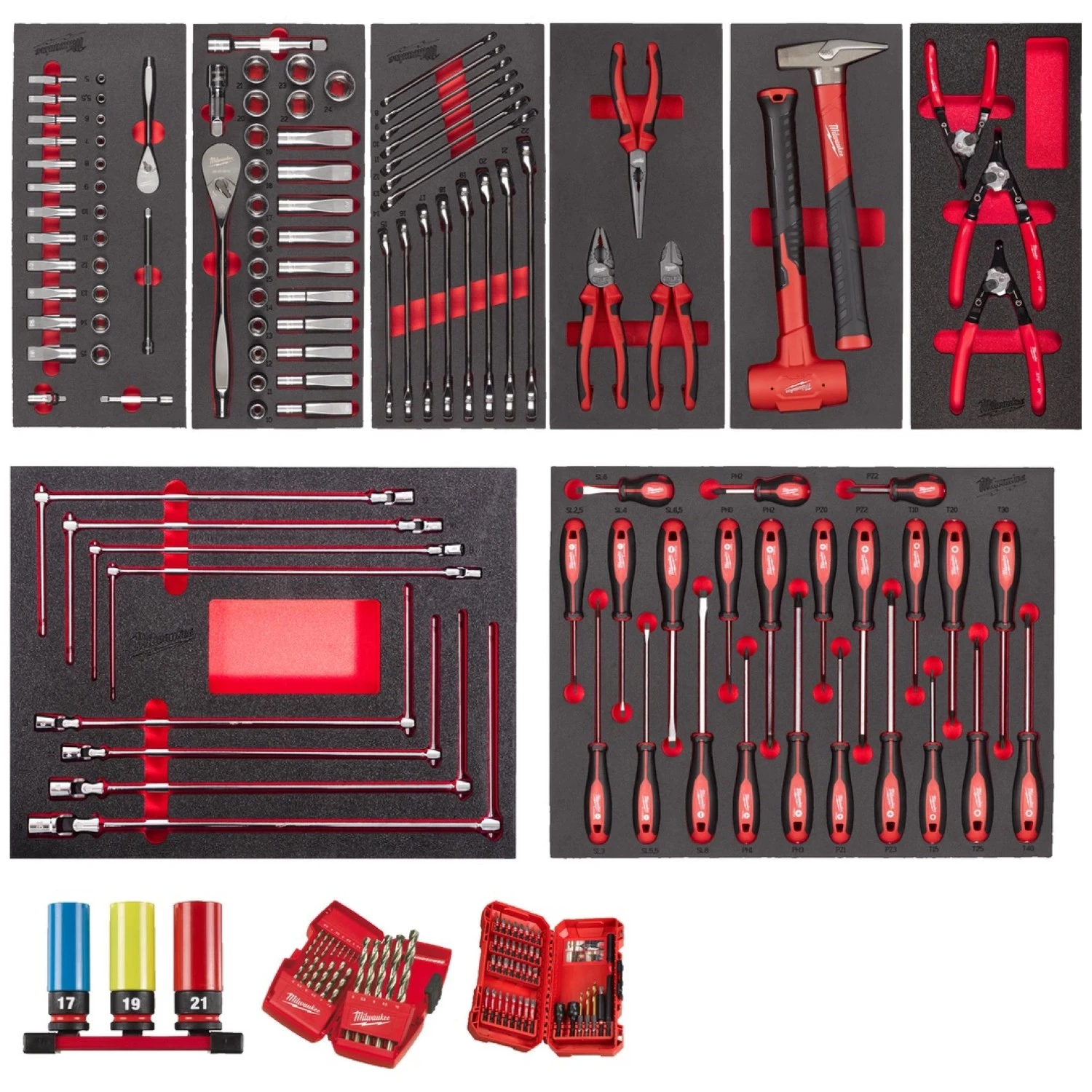 Milwaukee 4932499474 Ensemble d'outils de 172 pièces en mousse maîtresse - Automobile/Transport - pour chariot à outils 78cm-image