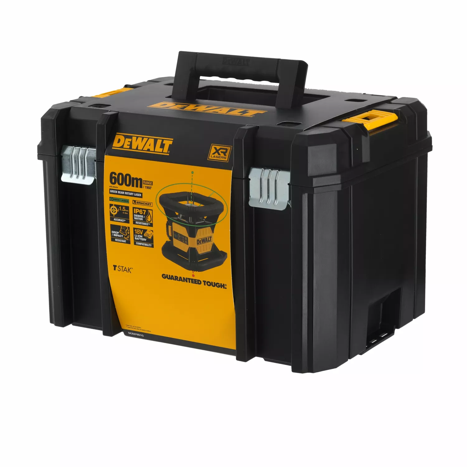 DeWALT DCE079D1G 18V Ensemble de laser rotatif incl. récepteur dans une valise - Vert - 76m - IP67-image