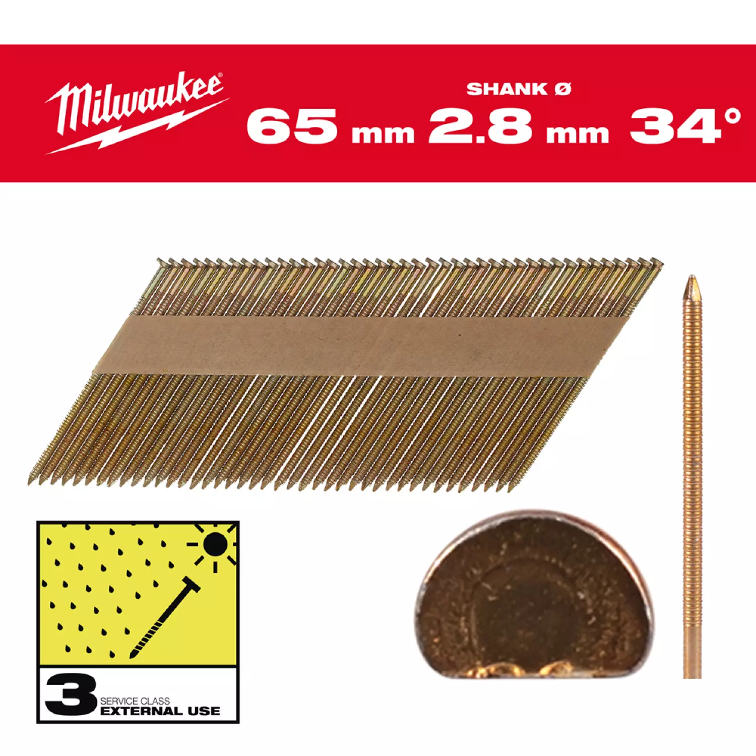 Milwaukee 4932492614 Clous à tête en D 34 63mm/RS/HDG/SC3-2,2kpc-image