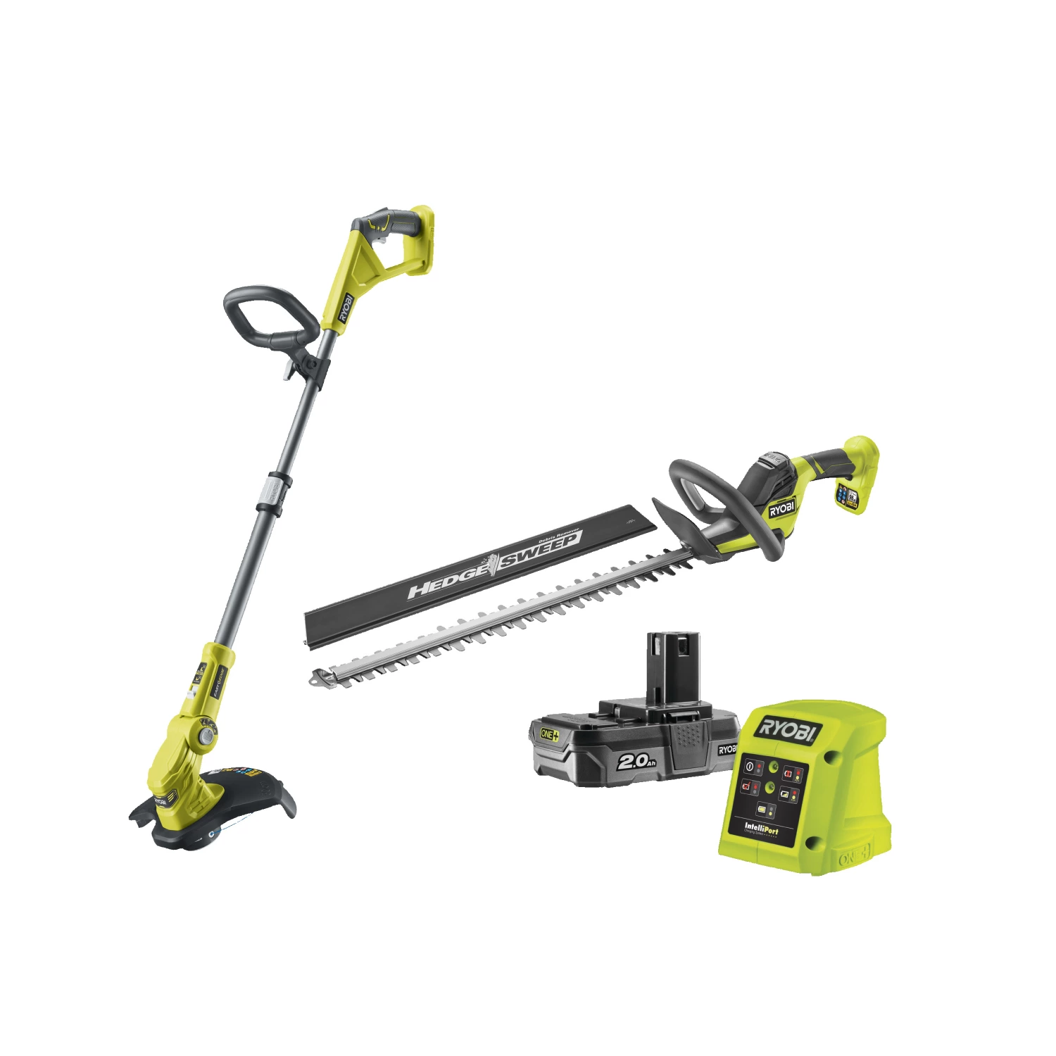 Ryobi RY18LT18HTA-120 18V Li-ion accu heggenschaar (RY18HT) & accu grastrimmer (OLT1832) set (1x 2.0Ah accu)-image
