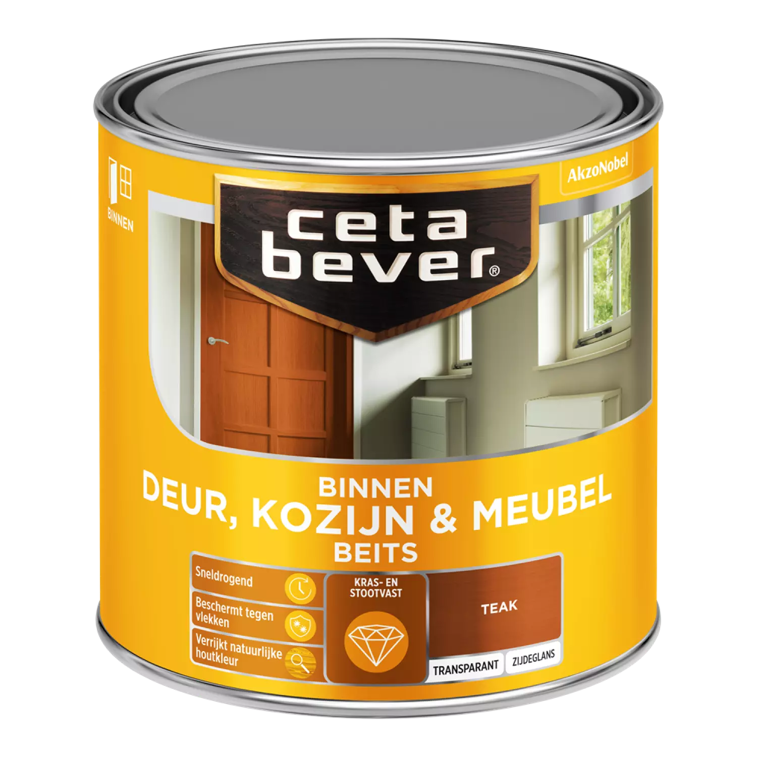 Cetabever Binnenbeits Deuren & Kozijnen Transparant Zijdeglans - Teak - 250ml-image