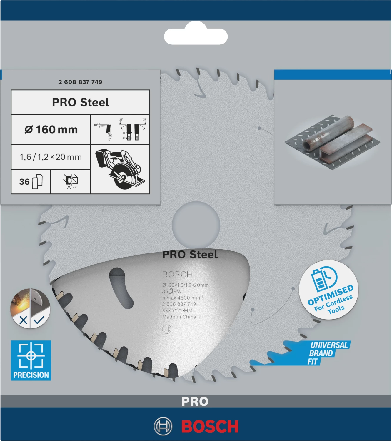 Bosch 2608837749 Cirkelzaagblad - 160 x 20 x 36T - Staal-image