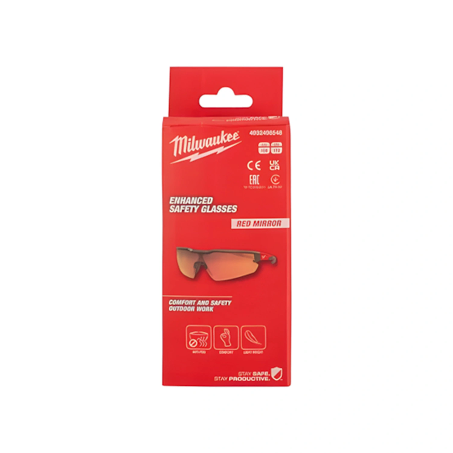 Milwaukee 4932498548 Lunettes de sécurité Enhanced - Rouge miroir
