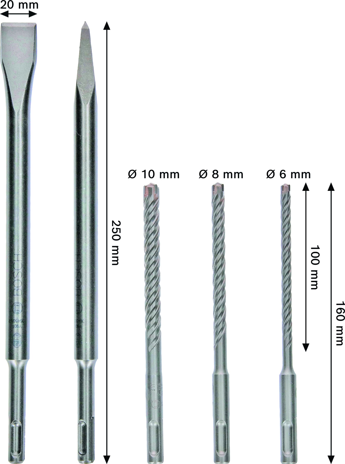 Bosch 2607017515 PRO Jeu de 5 burins et forets SDS plus-4C-image