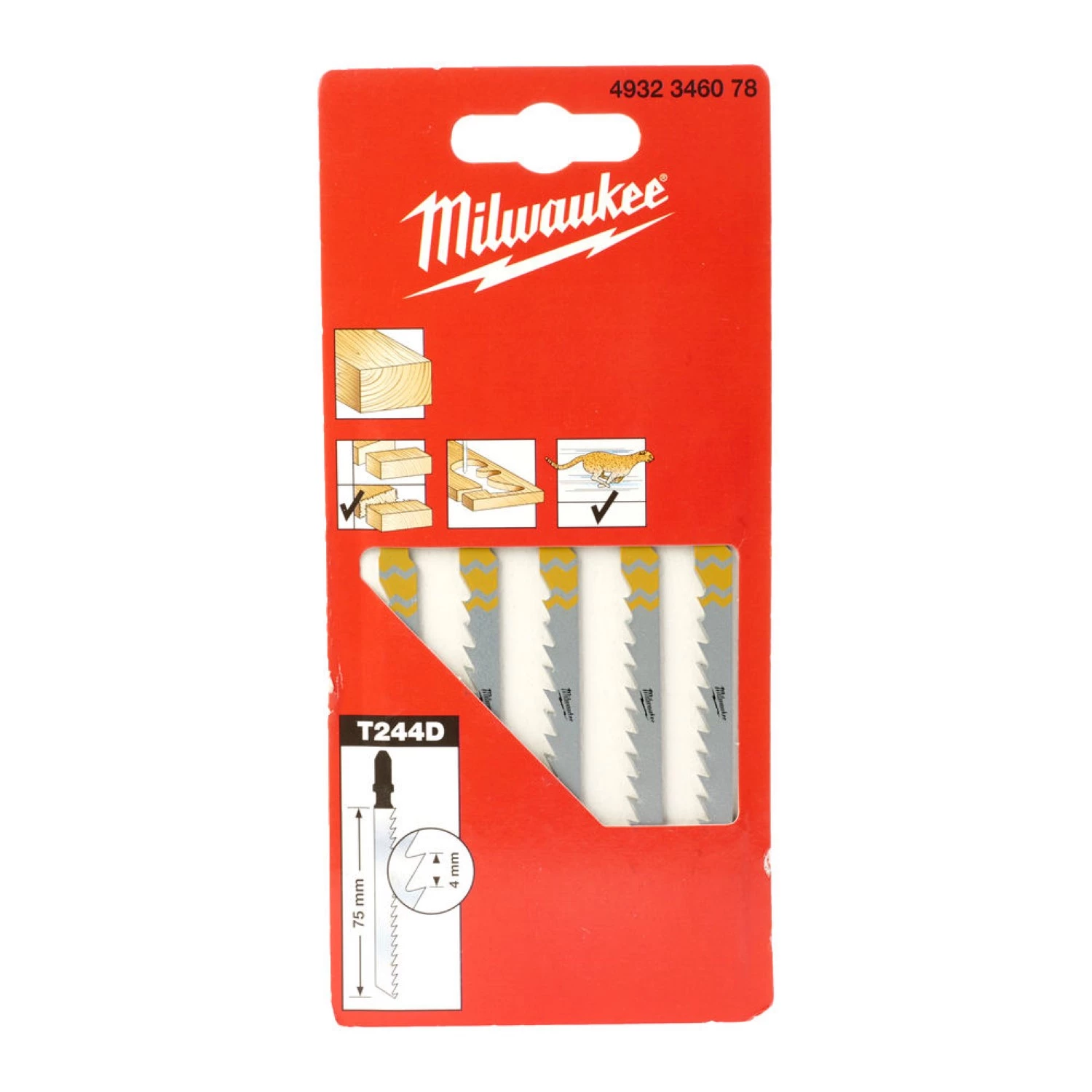 Milwaukee 4932346078 Lame de scie sauteuse T 244 D (5 pièces)-image