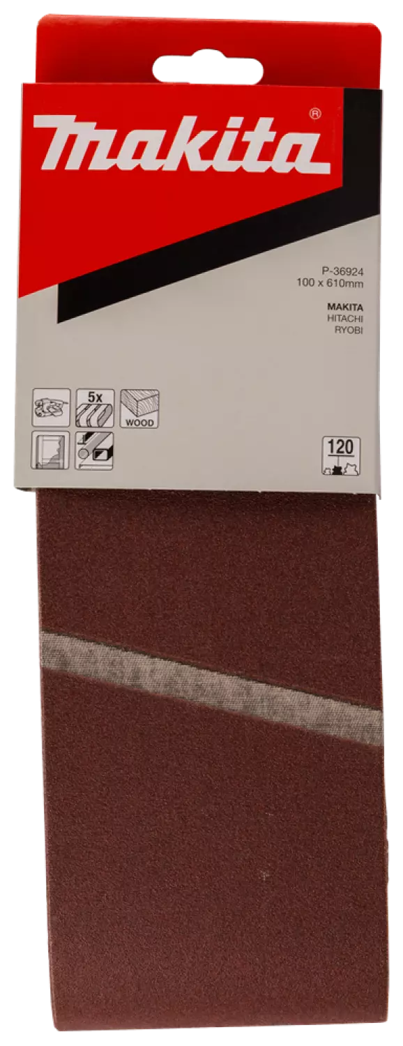 Makita P -36924 Bande abrasive - K120 - 100 x 610 mm (5 pcs)-image