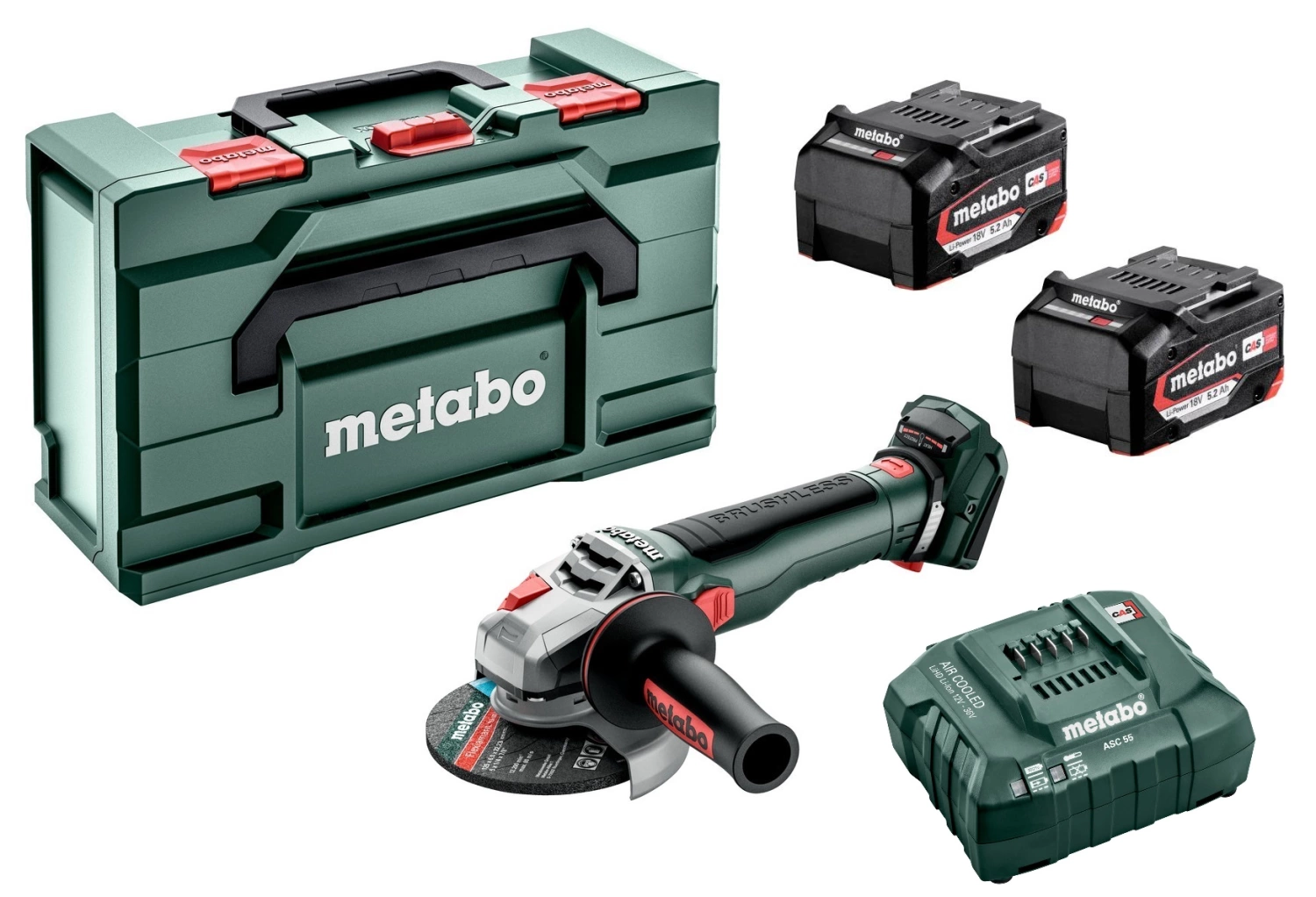 Metabo WB 18 LT BL 11-125 Quick 18V Li-Ion Accu-slijper set (2x 5.2Ah) in MetaBox-image