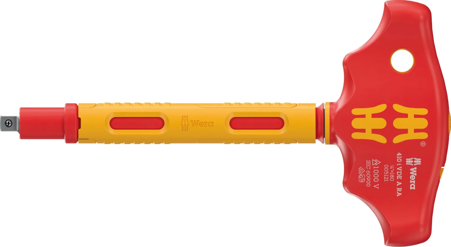 Wera 05005121001 410 i VDE A VDE Geïsoleerde Adapterschroevendraaier met T-greep en ratelfunctie - 1/4"-image